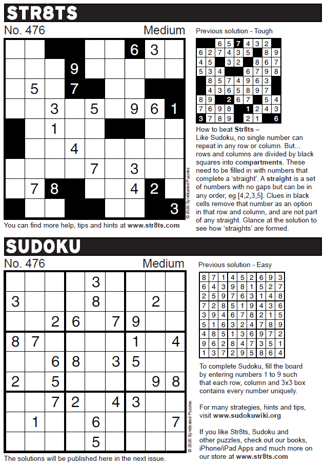 Sudoku and Str8ts
